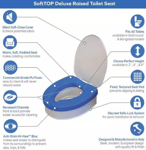 Platinum Health Ultimate Raised Toilet Seat with Handles, Padded