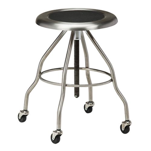 Stainless Steel Stool with Casters and Stainless Steel Seat