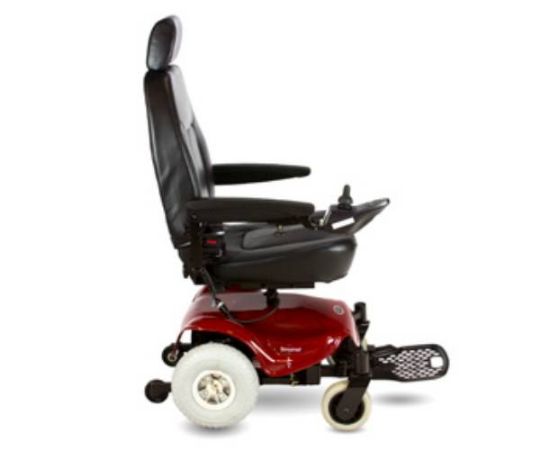 This power chair uses 10 in. rear tires 