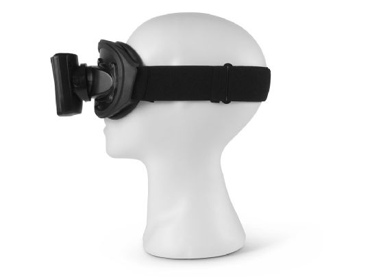 Adjustable strap fits comfortably around the head