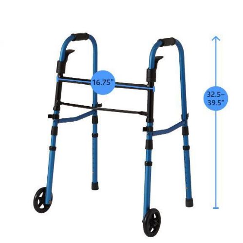 The walker frame is adjustable and supports up to 350 lbs.