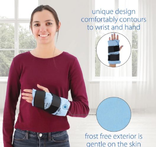 Dual Comfort CorPak Hot and Cold Wrist Wrap - In use