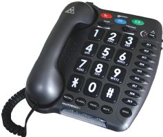 Big Button Phone for Seniors with SOS Pendant | Corded Landline Telephone |  Large Braille Buttons for Visually Impaired | Amplified Ringer for Hearing