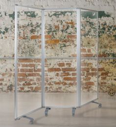 Flash Furniture Transparent Acrylic Mobile Partition with Lockable Casters