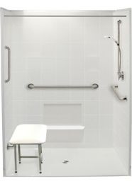 Five Piece 60 in. x 37 in. Wheelchair Accessible Shower