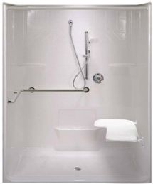 Roll-In Shower Stall (63 in. x 38.5 in.) Wheelchair Accessible ADA Compliant