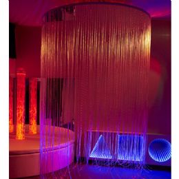 Circular LED Color-Changing Fiber Optic Shower with Mirrored Top
