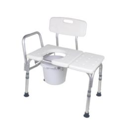 Carex Padded Tub Transfer Bench with Cutout Commode Pail - 300 lbs. Weight Capacity