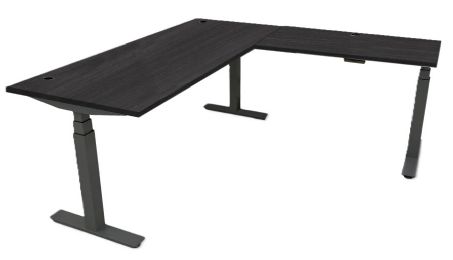 L-Shaped Height Adjustable Desk with Multiple Finish Options and 300 Pounds Capacity
