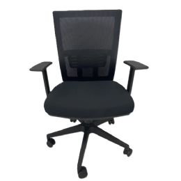Office and Waiting Room Arm Chair with Black Upholstery, Heavy Duty Casters, 2 Inches High Density Foam and Adjustable Lumbar Support