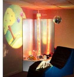 Sensory Room Starter Kit with Interactive Tube, Mirror Ball Kit, Fiber Optic Spray and More from TFH