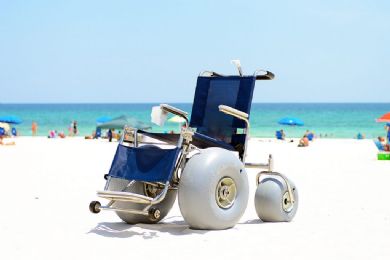 DeBug Beach Wheelchair With 360-Degree Rotating Wheels and 350 lbs. Weight Capacity - ADA Compliant