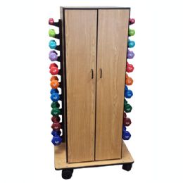 Weight Storage Cabinet Cart SR-002 With Weight Rack and Locking Wheels - Features 2 Long Closed Doors for Storage by Pivotal Health