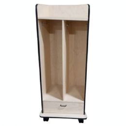 Open-Faced Multi-Purpose Personal Storage Cabinet with Two Tall Cubbies and Hanging Hooks