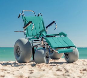 Beach Wheelchair Made with Balloon Tires and Rotating Casters - Wheeleez Sandcruiser