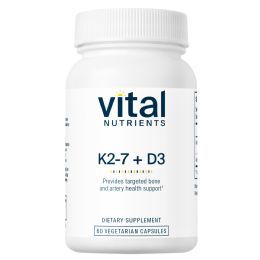 Vital Nutrients Vitamin K2-7 Bone and Artery Health Support Vegetarian Dietary Supplement 180 mcg- 60 capsules
