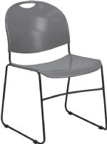 Gray - Ultra-Compact Stack Chair with BLACK FRAME