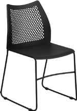 Black - 661 Series Stack Chair with BLACK Powder Coated Base