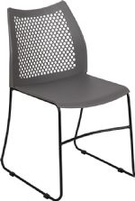 Gray - 661 Series Stack Chair with BLACK Powder Coated Base