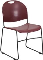 Burgundy - Ultra-Compact Stack Chair with BLACK FRAME