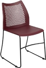 Burgundy - 661 Series Stack Chair with BLACK Powder Coated Base