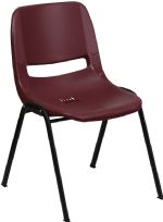 Burgundy - Shell Stack Chair with BLACK FRAME