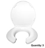 White Open Front Toilet Seat with Cover, Case of 5