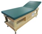 Treatment Table with Adjustable Back, Upholstered Shelf, and Drawer