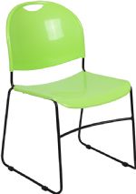 Green - Ultra-Compact Stack Chair with BLACK FRAME
