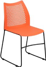 Orange - 661 Series Stack Chair with BLACK Powder Coated Base