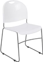 White - Ultra-Compact Stack Chair with SILVER FRAME