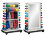 Mobile Gym Equipment Storage Rac with Frameless Mirror