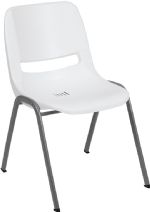 WHITE - Shell Stack Chair with GRAY FRAME