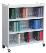 Large Vertical Cabinet Style Chart Rack, 4 Shelves, 45 Capacity, 55.125 in. H x 49.75 in. W x 17 in. D, Beige