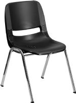 Black - Shell Stack Chair with CHROME FRAME