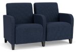 Lesro Siena 2 Seat Waiting Room Sofa with BLACK Wooden Legs and BLUEBERRY Upholstery