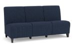 Siena Armless 3 Seat Sofa with BLACK Wooden Legs and BLUEBERRY Upholstery