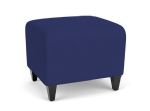 Siena Waiting Room Ottoman with BLACK Wooden Legs and COBALT Upholstery