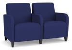 Lesro Siena 2 Seat Waiting Room Sofa with BLACK Wooden Legs and COBALT Upholstery