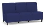Siena Armless 3 Seat Sofa with BLACK Wooden Legs and COBALT Upholstery