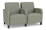 Lesro Siena 2 Seat Waiting Room Sofa with BLACK Wooden Legs and EUCALYPTUS Upholstery