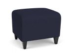Siena Waiting Room Ottoman with BLACK Wooden Legs and NAVY Upholstery