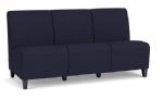 Siena Armless 3 Seat Sofa with BLACK Wooden Legs and NAVY Upholstery