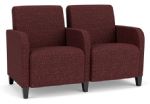 Lesro Siena 2 Seat Waiting Room Sofa with BLACK Wooden Legs and NEBBIOLO Upholstery