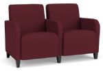 Lesro Siena 2 Seat Waiting Room Sofa with BLACK Wooden Legs and WINE Upholstery