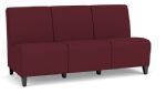 Siena Armless 3 Seat Sofa with BLACK Wooden Legs and WINE Upholstery