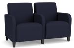 Lesro Siena 2 Seat Waiting Room Sofa with BLACK Wooden Legs and NAVY Upholstery