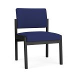 Lenox Steel Armless Guest Chair with BLACK Frame Finish and COBALT Upholstery