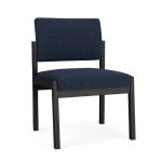 Lenox Steel Armless Guest Chair with BLACK Frame Finish and BLUEBERRY Upholstery