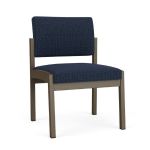 Lenox Steel Armless Guest Chair with BRONZE Frame Finish and BLUEBERRY Upholstery